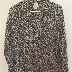 J Crew "The Perfect Shirt" Leopard Print Button-Down Shirt Size 4